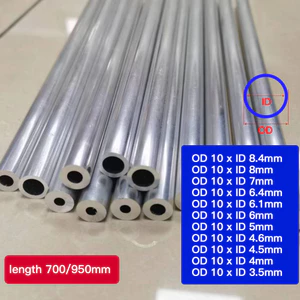 Ống nhôm OD 10mm Đường kính ngoài 10mm Thẳng 700mm Chiều dài 950mm Chất lượng cao ID 8.4 8 7 6.4 6.1 6 5 4.6 4.5 4 3.5mm ống nhôm