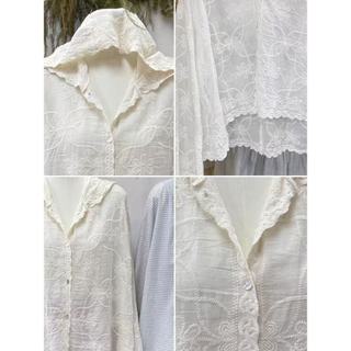 Phong Cách Hàn Quốc Nữ Nữ Rời Vintage Ren Thêu Hoa Có Mũ Trùm Đầu Áo Sơ Mi Tay Dài Áo