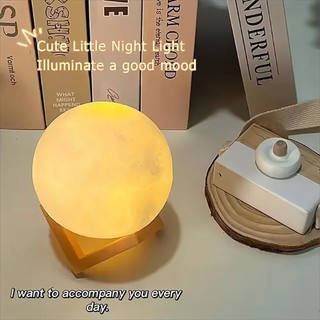 Đèn Mặt Trăng 8cm Đèn Ngủ LED Chạy Bằng Pin Có Chân Đế Đầy Sao Đèn Trang Trí Phòng Ngủ Đèn Ngủ Trẻ Em Quà Tặng Đèn Trăng