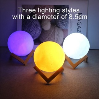 Đèn Mặt Trăng 8cm Đèn Ngủ LED Chạy Bằng Pin Có Chân Đế Đầy Sao Đèn Trang Trí Phòng Ngủ Đèn Ngủ Trẻ Em Quà Tặng Đèn Trăng