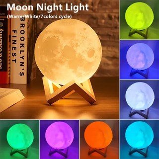 Đèn Mặt Trăng 8cm Đèn Ngủ LED Chạy Bằng Pin Có Chân Đế Đầy Sao Đèn Trang Trí Phòng Ngủ Đèn Ngủ Trẻ Em Quà Tặng Đèn Trăng