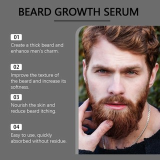 EAST MOON Men 's Beard Growth Serum 60ml Làm sạch nhẹ nhàng Dưỡng ẩm Làm mịn màng Dầu chăm sóc râu có con lăn