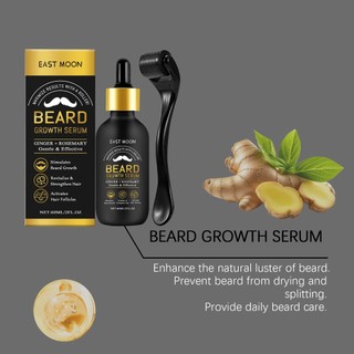 EAST MOON Men 's Beard Growth Serum 60ml Làm sạch nhẹ nhàng Dưỡng ẩm Làm mịn màng Dầu chăm sóc râu có con lăn
