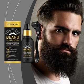 EAST MOON Men 's Beard Growth Serum 60ml Làm sạch nhẹ nhàng Dưỡng ẩm Làm mịn màng Dầu chăm sóc râu có con lăn