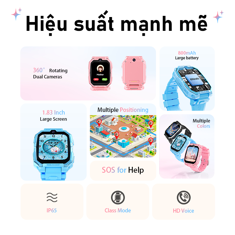 Ảnh Đồng hồ thông minh trẻ em Awei có Camera kép theo dõi GPS có khe cắm thẻ SIM IP65 chống nước 1