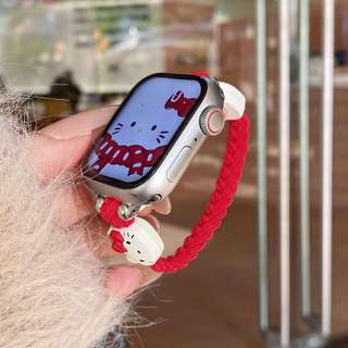 Dây đeo dây thun dệt đơn hoạt hình dễ thương cho Apple Watch Ultra 46 / 44 / 40 / 49 / 45 / 41 / 42 / 38 / 45mm iwatch Series Ultra / 10 / 9 / 8 / 7 / 6 / 5 / 4 / 3 / 2 / 1 / SE