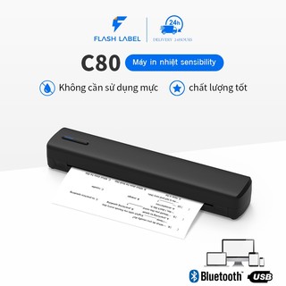 Máy in hình xăm FlashLabel C80S Máy In Nhiệt a4 Mini, Máy in di động khổ A4, Độ phân giải in 203dpi