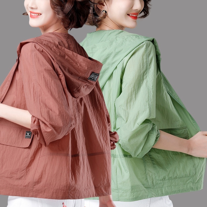 Nhà máy thời trang Áo khoác chống nắng nữ dài tay có mũ trùm đầu phù hợp Áo khoác mỏng thoáng khí QrhYK