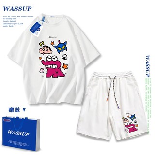 Áo thun ngắn tay Wassup mùa hè nam dáng rộng Quần Short Cotton hợp thời trang, nam nữ thể thao giản dị Phong cách đơn giản 2025 Phong cách mới