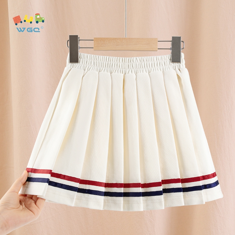 W.G.Q  Váy bé gái  Váy ngắn phong cách mới mùa hè, Thiết kế màu sắc tương phản phong cách Preppy