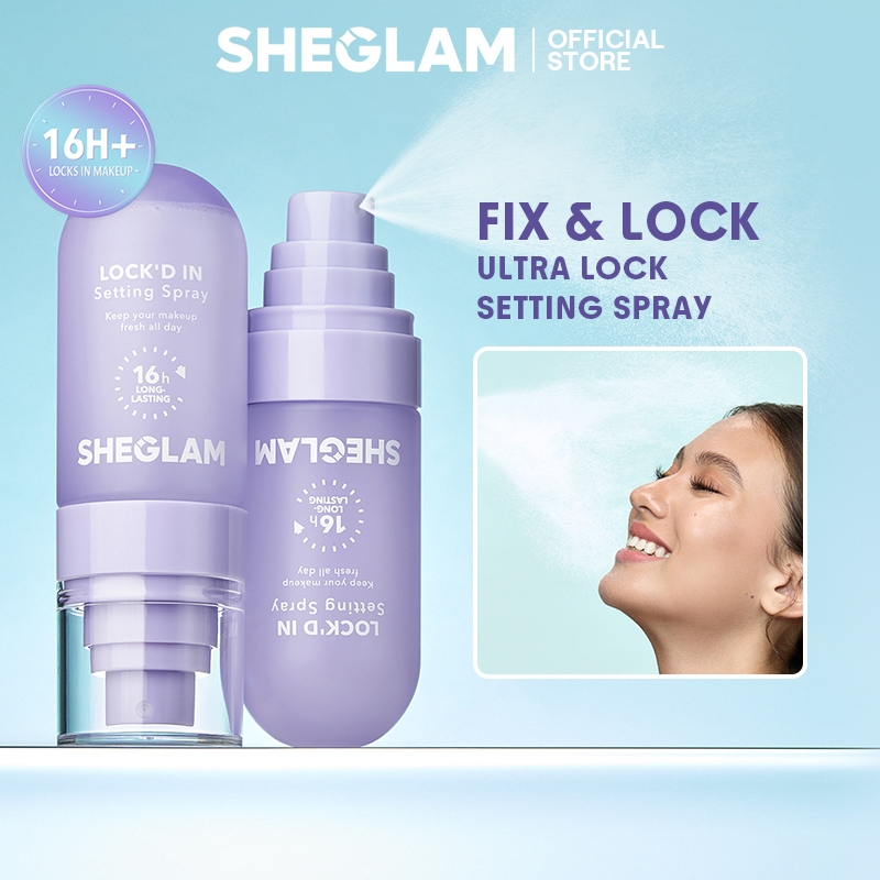 Sheglam Lock 'D In Setting Spray Hiệu ứng làm mờ Nhanh khô Trang điểm lâu trôi Xịt khóa kiểm soát dầu Thiết lập trang điểm không mài mòn