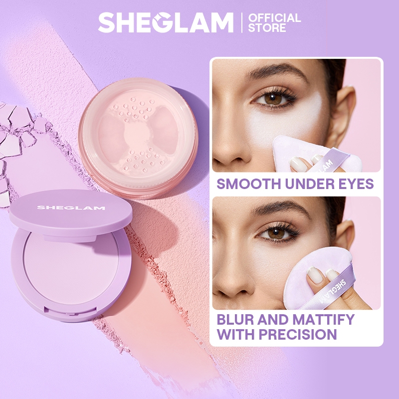 SHEGLAM Insta-Ready Face & Under Eye Setting Powder Duo 2 Trong 1 Matte Loose Pressed Powder Palette