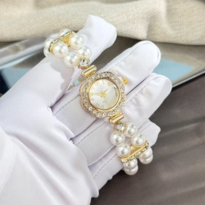 Đồng Hồ Nữ Hàng Giả Ngọc Trai Co Giãn Đồng Hồ Ánh Sáng Sang Trọng Hoa Kẻ Sọc Kim Cương Full Kỹ Thuật Số Đồng Hồ Nữ