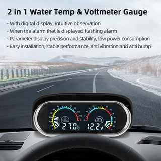 Máy đo nhiệt độ nước kỹ thuật số LCD ô tô tự động 2 trong 1 với bộ chuyển đổi ống nối 1 / 8NPT OD 26MM-40MM Màu xanh cho xe tải ô tô 12V 24V