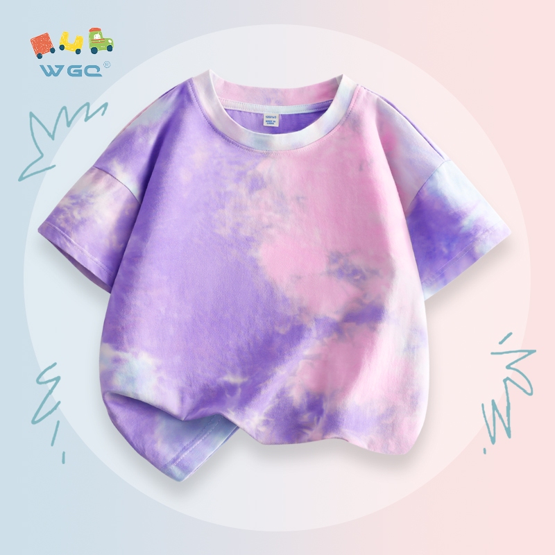 W.G.Q Áo thun Tie-Dye Bé Gái , mềm mại thoải mái , thấm mồ hôi thoáng khí