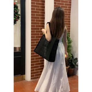 Túi kiểm tra mây đen cổ điển Gạc ren Tote Kích thước: 41 * 38 * 15cm