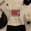 Áo thun ngắn tay cổ tròn Cotton in chữ nữ để giảm béo và đeo vai trước