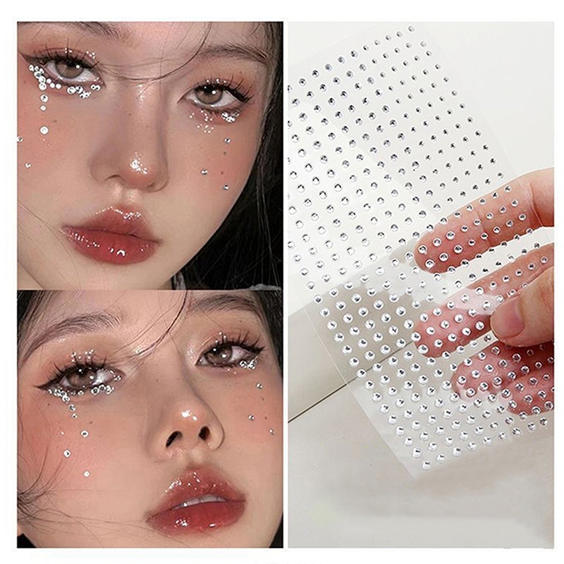 Kuzhen Pha Lê Mặt Hình Xăm Lễ Hội Ngọc Tự Dính Cơ Thể Đá Quý Dán Bling Kim Cương Giả Trang Điểm Mặt Mắt Miếng Dán Cho Bữa Tiệc HOT