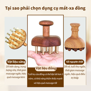 Đầu Gỗ Đeo Vai Cổ Máy Mát Xa Răng Dài Đồng Thau Giảm Đau Thư Giãn Sâu Massage Cơ Thể Dụng Cụ