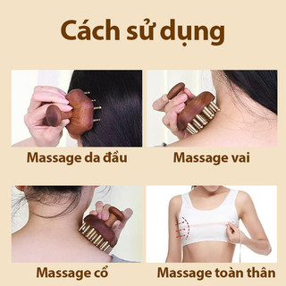 Đầu Gỗ Đeo Vai Cổ Máy Mát Xa Răng Dài Đồng Thau Giảm Đau Thư Giãn Sâu Massage Cơ Thể Dụng Cụ