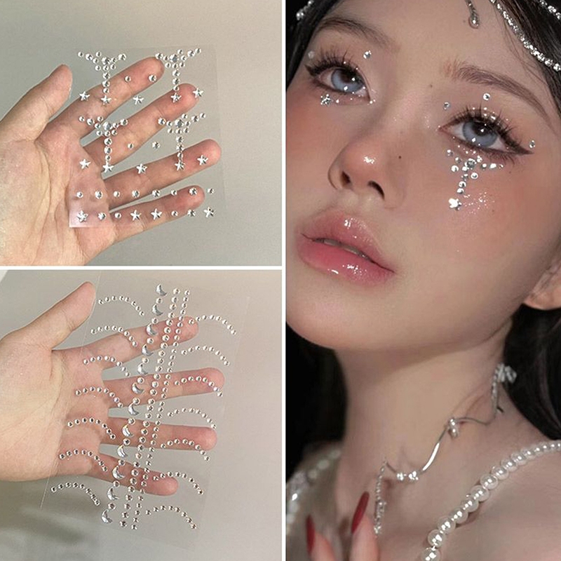 Kuzhen Pha Lê Mặt Hình Xăm Lễ Hội Ngọc Tự Dính Cơ Thể Đá Quý Dán Bling Kim Cương Giả Trang Điểm Mặt Mắt Miếng Dán Cho Bữa Tiệc HOT