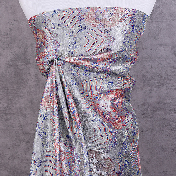 Biển Rồng Phong Cách Jacquard Lụa Thổ Cẩm Vải Satin Tự Làm Cổ Trang Phục Hanfu Quần Áo Vải 50x75cm TJ5511