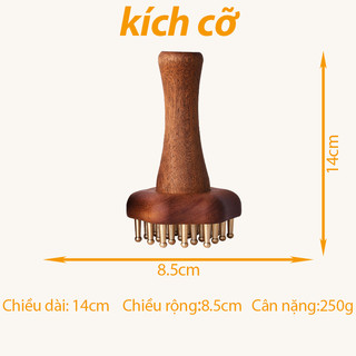 Tay cầm dài Bàn chải Massage bằng gỗ có răng đồng để làm sạch sâu cơ thể Thư giãn lưng Công cụ giảm cơ bắp