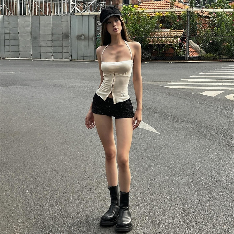 Klalien Áo Vest Gợi Cảm Dây Lưng Không Tay Bọc Ngực Rỗng Ra Chắp Vá Corset Skinny Mùa Hè Thường Ngày Nóng Gà Thời Trang Phụ Nữ Mới