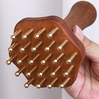 Tay cầm dài Bàn chải Massage bằng gỗ có răng đồng để làm sạch sâu cơ thể Thư giãn lưng Công cụ giảm cơ bắp