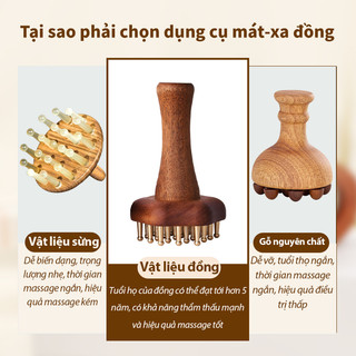 Tay cầm dài Bàn chải Massage bằng gỗ có răng đồng để làm sạch sâu cơ thể Thư giãn lưng Công cụ giảm cơ bắp