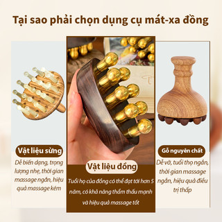 Máy mát xa hạt cà phê bằng gỗ có bóng đồng để thư giãn cơ bắp Giảm mát xa cầm tay