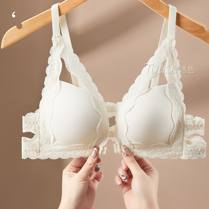 Khóa Trước Quần Lót Nữ Vú Nhỏ Tập Hợp Ren Gợi Cảm Trắng Đẹp Lưng Áo Ngực Bộ