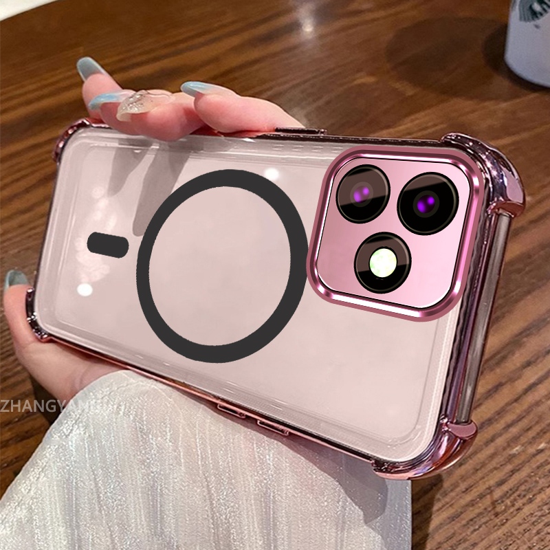Ốp Lưng Cho Tecno spark Go 2024 spark 20 spark 20c Vỏ Điện Thoại Silicon Chống Sốc Mạ Điện Với Thiết Kế Vòng Hút Từ Tính Đơn Giản Ốp Mềm TPU Thẩm Mỹ