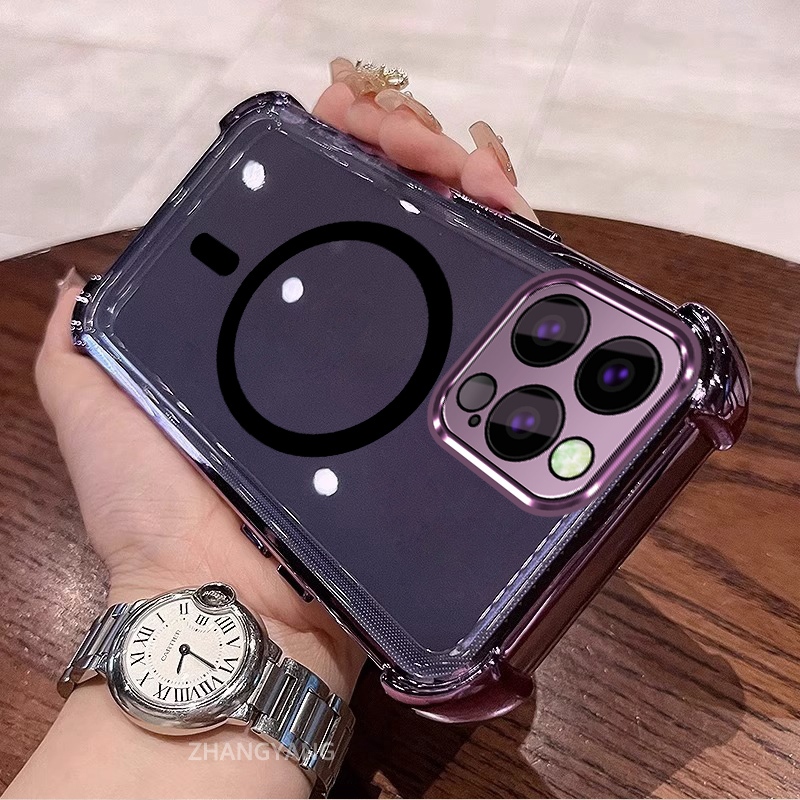 Ốp Lưng Cho iPhone 15 Pro Max 15 Plus Vỏ Điện Thoại Silicon Chống Sốc Mạ Điện Với Thiết Kế Vòng Hút Từ Tính Đơn Giản Thẩm Mỹ TPU Mềm Mại