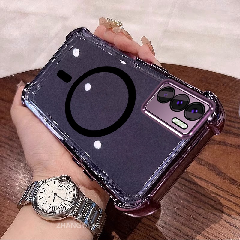 Ốp Lưng Cho OPPO A16 Vỏ Điện Thoại Silicon Chống Sốc Mạ Điện Với Thiết Kế Vòng Hút Từ Tính Đơn Giản Thẩm Mỹ TPU Mềm