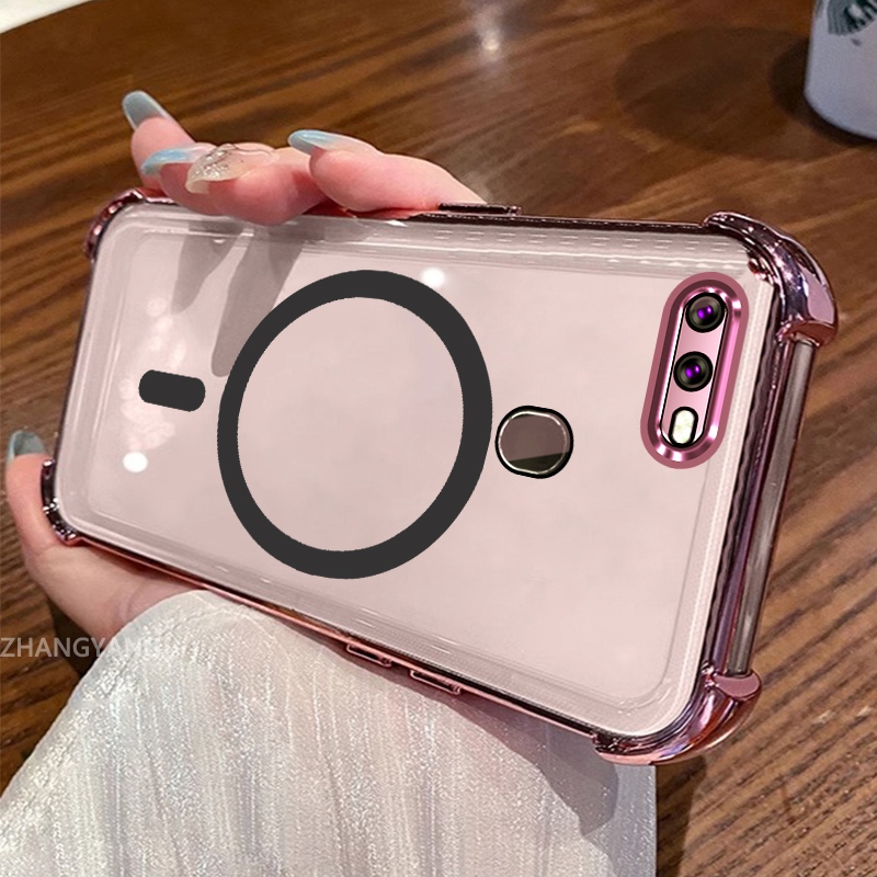 Ốp Lưng Cho OPPO A5S A12 A7 F9 Ốp Điện Thoại Silicon Chống Sốc Mạ Điện Với Thiết Kế Vòng Hút Từ Tính Đơn Giản Ốp Mềm TPU Thẩm Mỹ