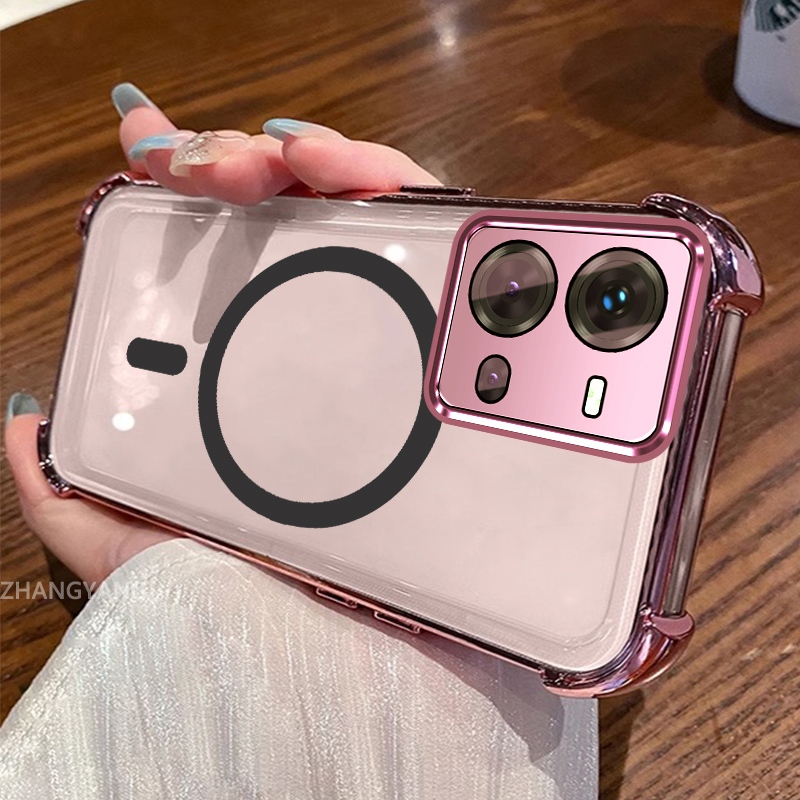 Ốp điện thoại silicon chống sốc mạ điện vivo V25 5G V25E 5G với thiết kế vòng hút từ tính đơn giản Ốp mềm TPU thẩm mỹ
