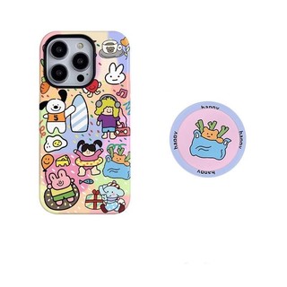Minh họa nhiều mẫu động vật nhỏ đứng hai trong một vỏ bảo vệ cho iPhone 11 12promax 13pro 15pro 15promax 14 14promax 14pro 16 pro max 16 plus ốp lưng hai trong một