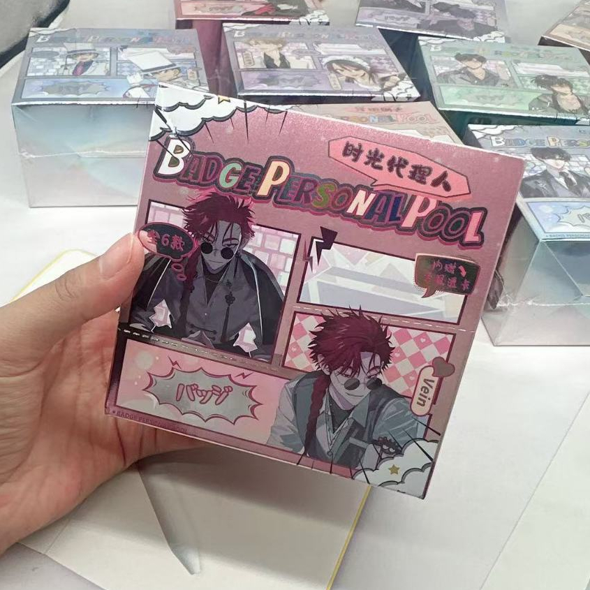 Link Click Bộ huy hiệu hộp mù | Vein, Liu Xiao, Felix | Chân hình không đều + Thẻ PVC | Anime Fanmade Merch (6 cái)