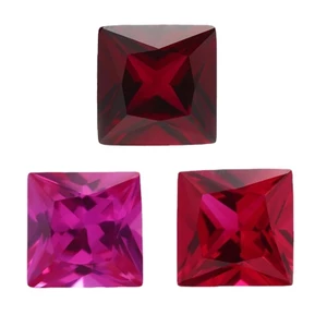 Đá corundum tổng hợp nhiều màu, kích thước từ 2x2 đến 10x10mm, phù hợp DIY trang sức