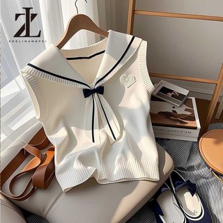 ZHELIHANGFEI Áo gi lê thắt nơ cổ hải quân áo dệt kim tôn dáng kiểu Hàn Quốc mẫu mới mùa hè cho nữ