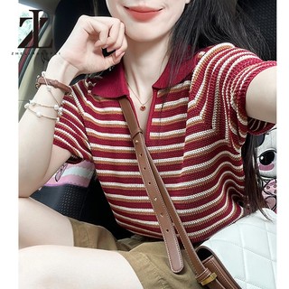 ZHELIHANGFEI Áo thun sọc Colorblock thông thường dành cho nữ