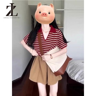 ZHELIHANGFEI Áo thun sọc Colorblock thông thường dành cho nữ