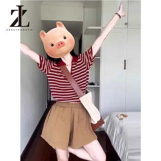 ZHELIHANGFEI Áo thun sọc Colorblock thông thường dành cho nữ