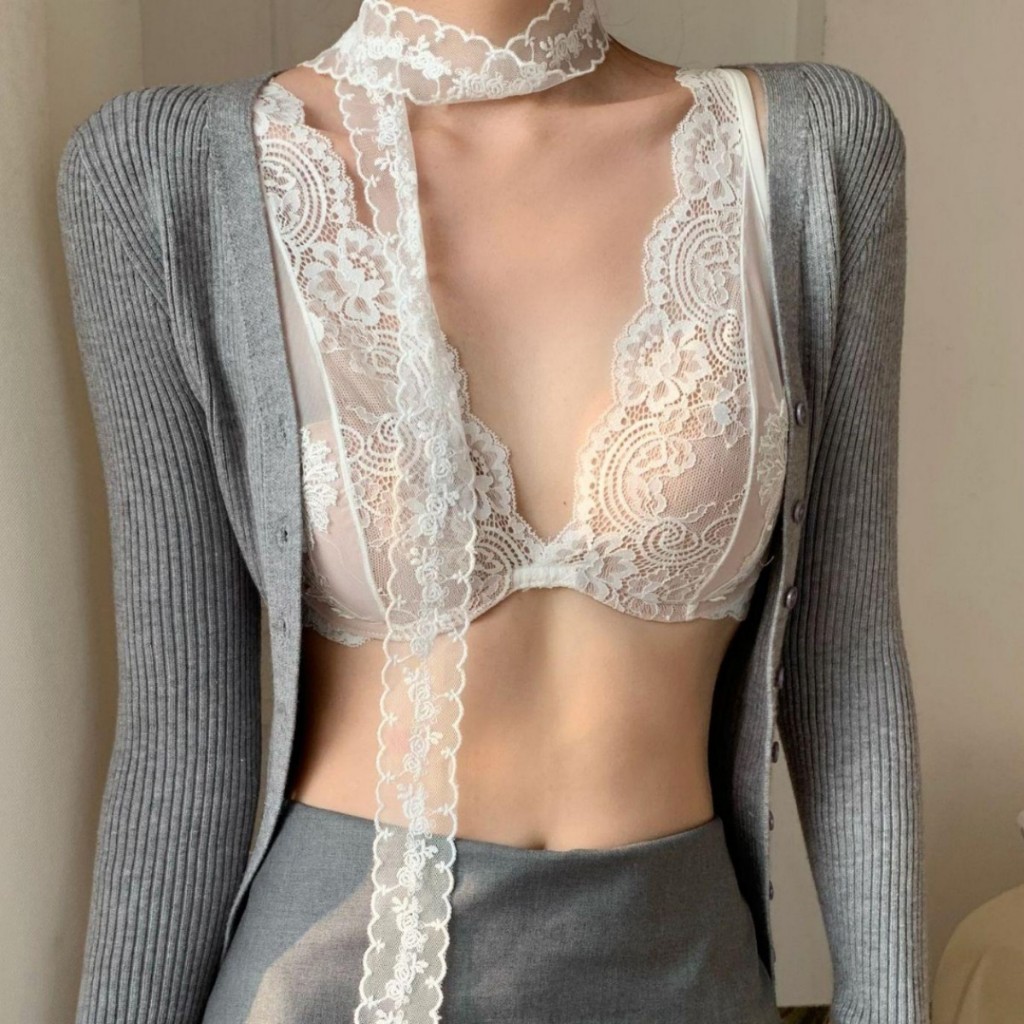 Joycebra Pure Desire Ren Mặt Gợi Cảm Quần Lót Nữ Mỏng Phong Cách Lớn Ngực Thể Hiện Mông Nhỏ Có Thể Điều Chỉnh Áo Ngực Đẹp