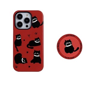 Ốp bảo vệ họa tiết mèo đen hoạt hình hai trong một cho iPhone 11 12promax 13 pro 15pro 15promax 14 14promax 14pro 16 pro max 16 plus ốp lưng hai trong một