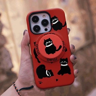 Ốp bảo vệ họa tiết mèo đen hoạt hình hai trong một cho iPhone 11 12promax 13 pro 15pro 15promax 14 14promax 14pro 16 pro max 16 plus ốp lưng hai trong một
