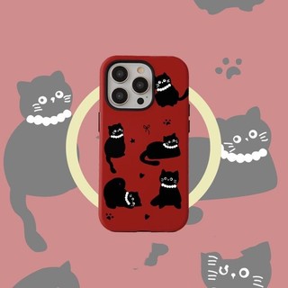 Ốp bảo vệ họa tiết mèo đen hoạt hình hai trong một cho iPhone 11 12promax 13 pro 15pro 15promax 14 14promax 14pro 16 pro max 16 plus ốp lưng hai trong một