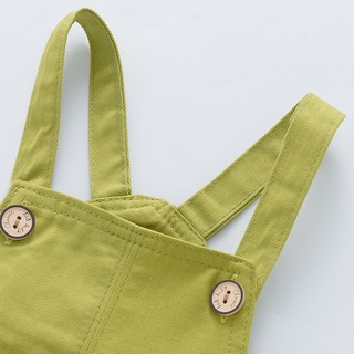 MuyoNowo Bé Màu Trơn Cotton Quần yếm Có Thể Điều Chỉnh Dây Đeo Mở Đáy Quần Tập Đi Áo liền quần Quần