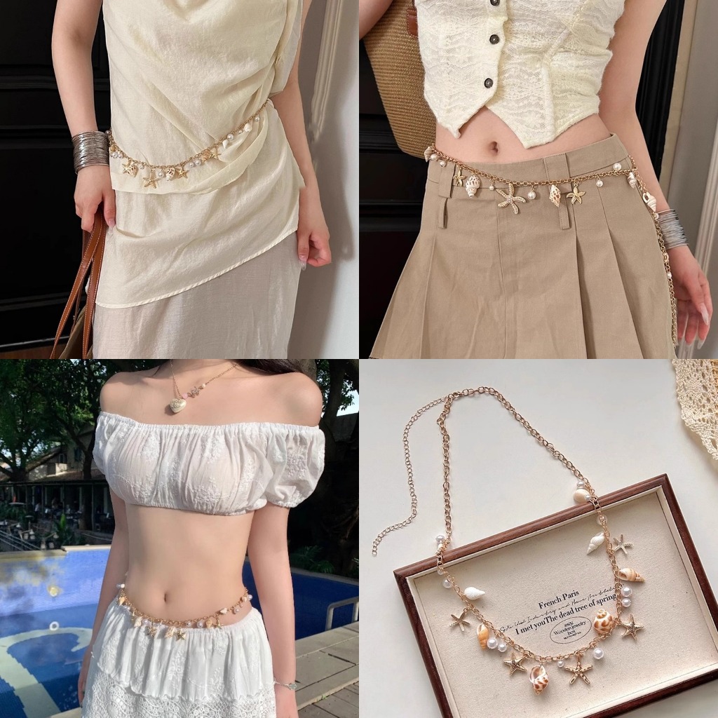 Hàn Quốc Thời Trang Sao Biển Đính Hạt Thắt Lưng Nữ Sinh Viên Đi Biển Kỳ Nghỉ Quà Tặng